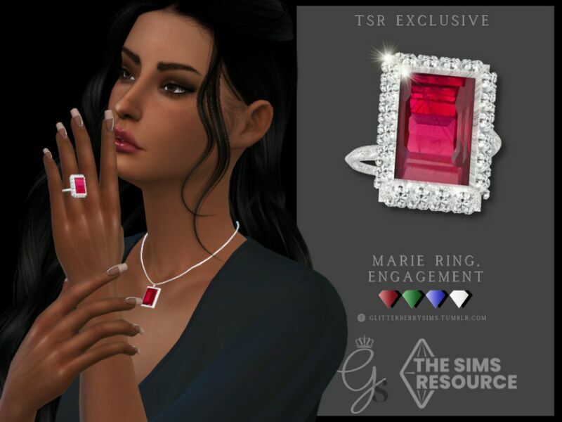 Marie Engagement Ring By Glitterberryfly Sims 4 CC