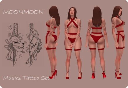 Masks Tattoo SET By Moonmoonsim Sims 4 CC