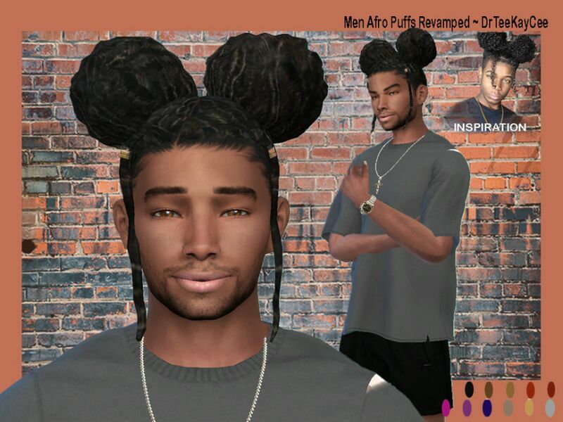 MEN Afro Puffs Revamped By Drteekaycee Sims 4 CC