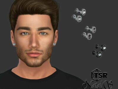 Men’S Bezel Diamond Round Stud By Natalis Sims 4 CC