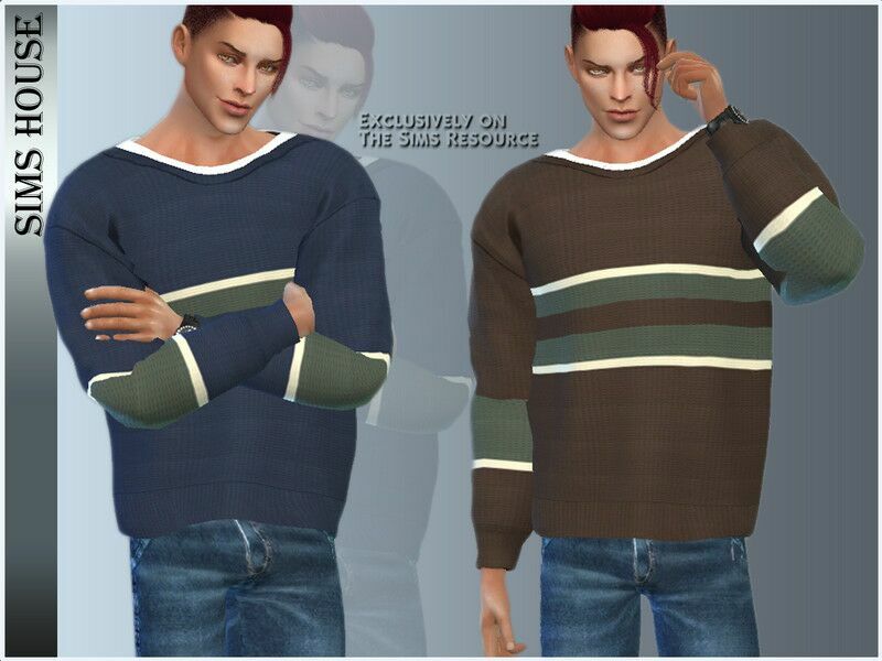 Men’S Color Block Sweater Sims 4 CC