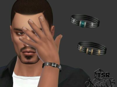 Mens Enamel Details Cord Bracelet By Natalis Sims 4 CC