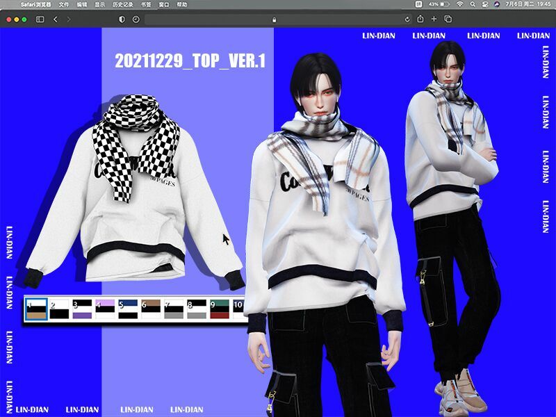 Men’s Hoodies And Scarf Sims 4 CC