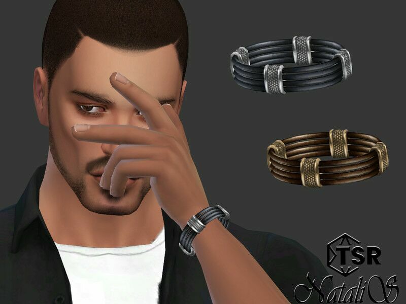 Mens Leather Layered Cord Bracelet By Natalis Sims 4 CC