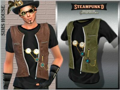 Men’S Steampunk Suit TOP Sims 4 CC