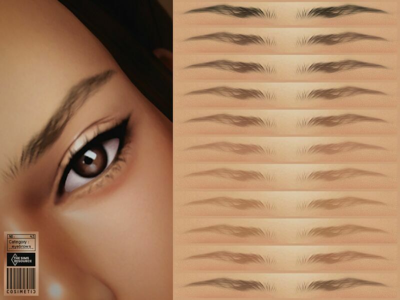 Messy Eyebrow | N43 By Cosimetic Sims 4 CC