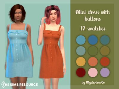 Mini Dress With Buttons By Mysteriousoo Sims 4 CC