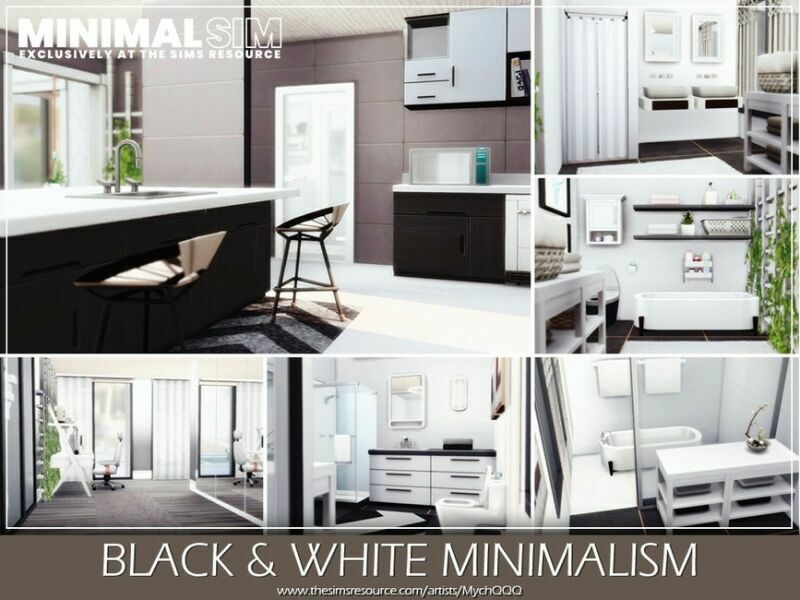 sims 4 cc minimalsim black white minimalism by mychqqq 7