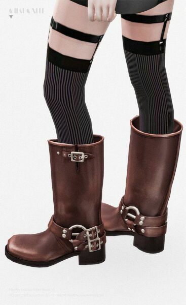 sims 4 cc miumiu leather biker boots v1 by charonlee 2