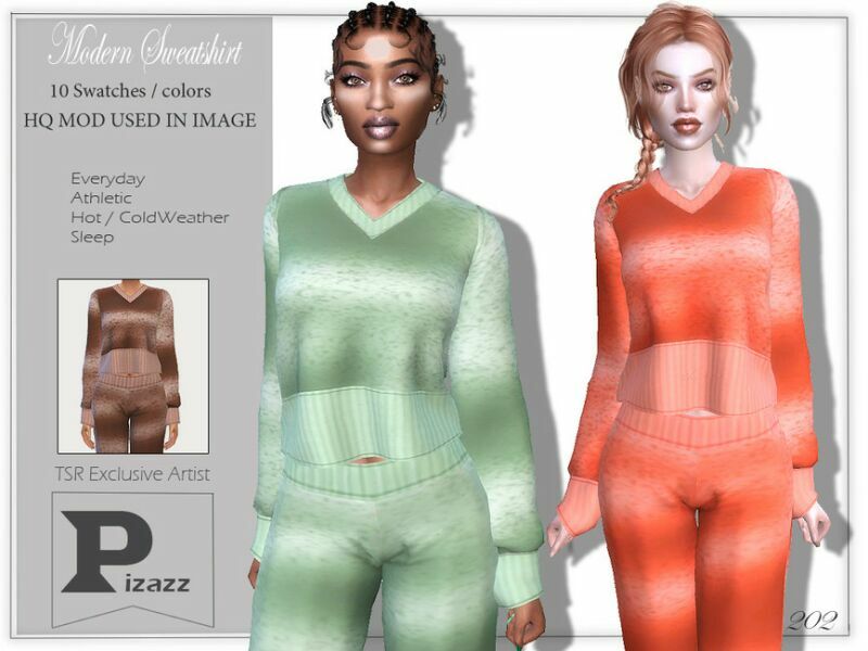 Modern Sweatshirt By Pizazz Sims 4 CC