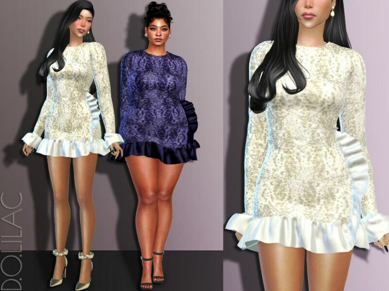 Moonshine Embroidered Mini Dress DO543 Sims 4 CC