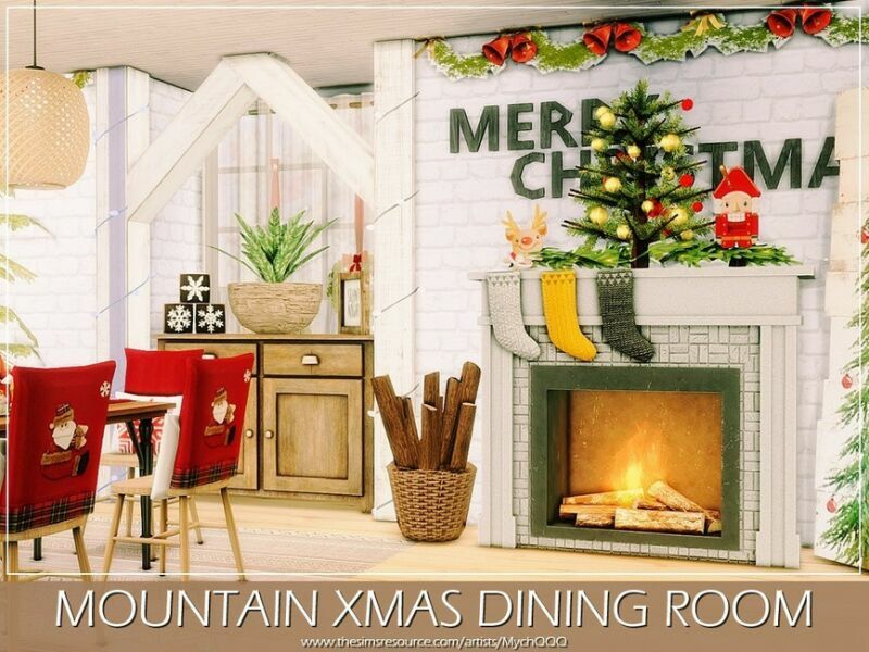 sims 4 cc mountain xmas dining room by mychqqq 3