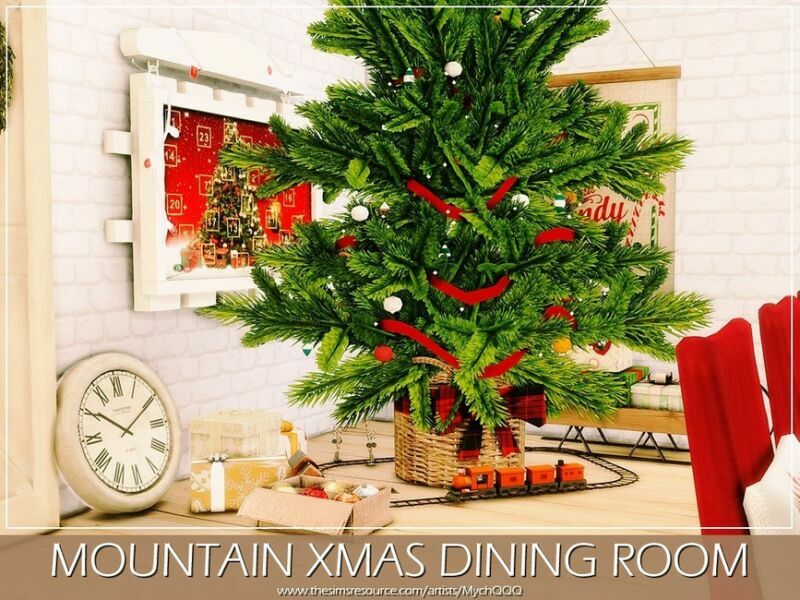 sims 4 cc mountain xmas dining room by mychqqq 4