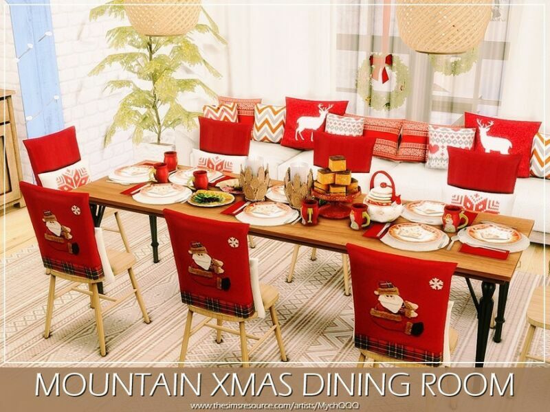 sims 4 cc mountain xmas dining room by mychqqq 5