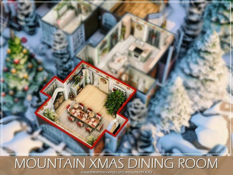 sims 4 cc mountain xmas dining room by mychqqq 6