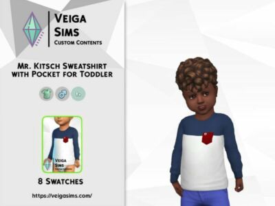 MR. Kitsch – Bicolor Sweartshirt With Pocket For Toddler Sims 4 CC