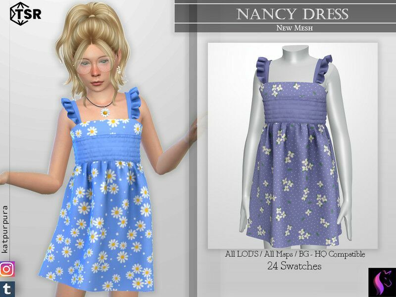 Nancy Dress By Katpurpura Sims 4 CC