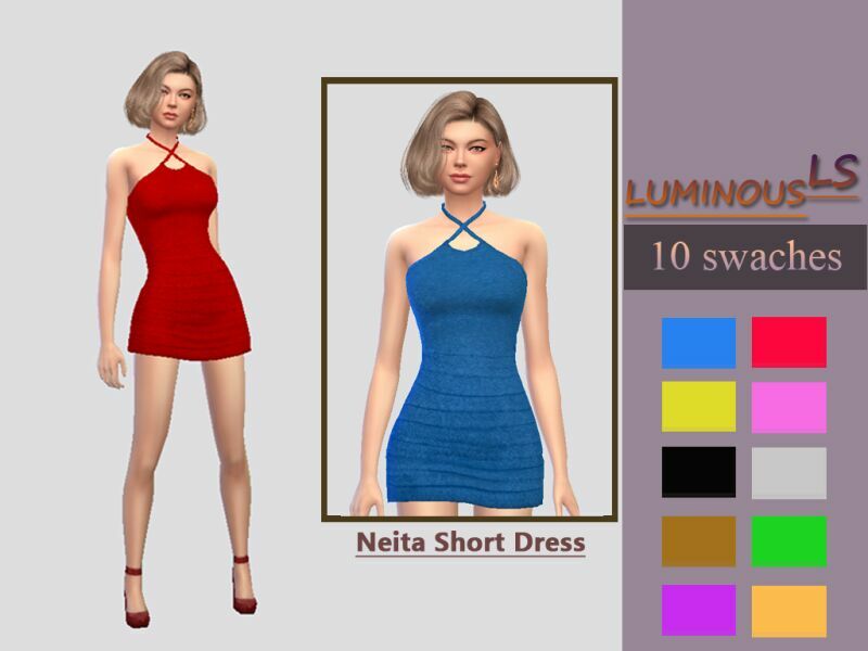 Neita Short Dress By Luminousls Sims 4 CC