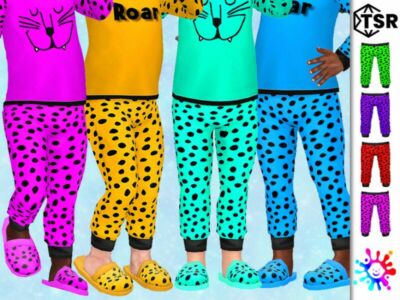 Neon Cheetah Pajamas Pants By Pelineldis Sims 4 CC