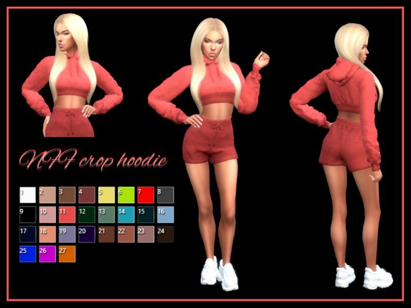 NFF Crop Hoodie By Nadiafabulousflow Sims 4 CC