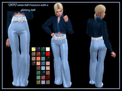 NFF Satin Bell Trousers Glittery Belt By Nadiafabulousflow Sims 4 CC