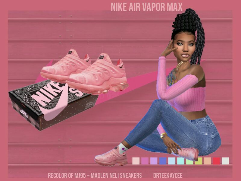 Nike AIR Vapor MAX ~ Recolor Of Madlen Neli Sneaker By Drteekaycee Sims 4 CC