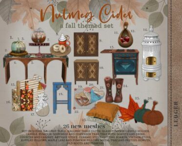 Nutmeg Cider SET Sims 4 CC