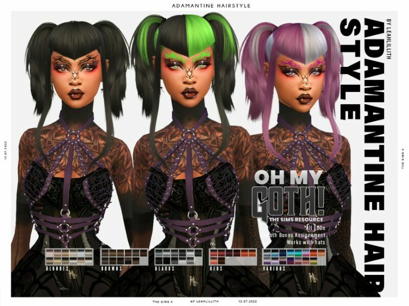 OH MY Goth Adamantine Hairstyle Sims 4 CC