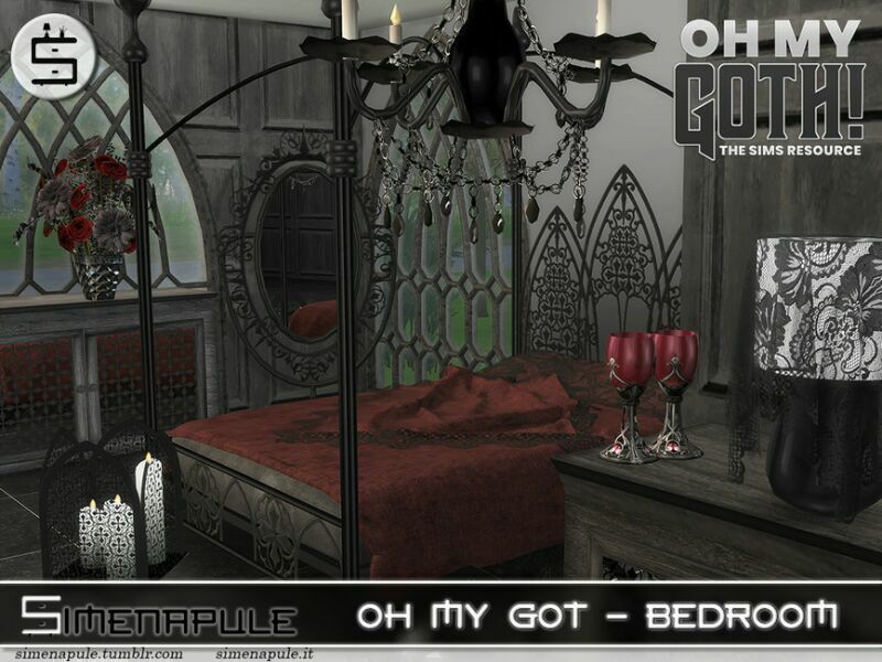 sims 4 cc oh my goth bedroom by simenapule 2