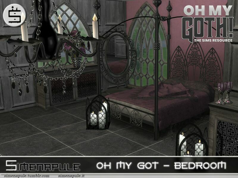 sims 4 cc oh my goth bedroom by simenapule 3