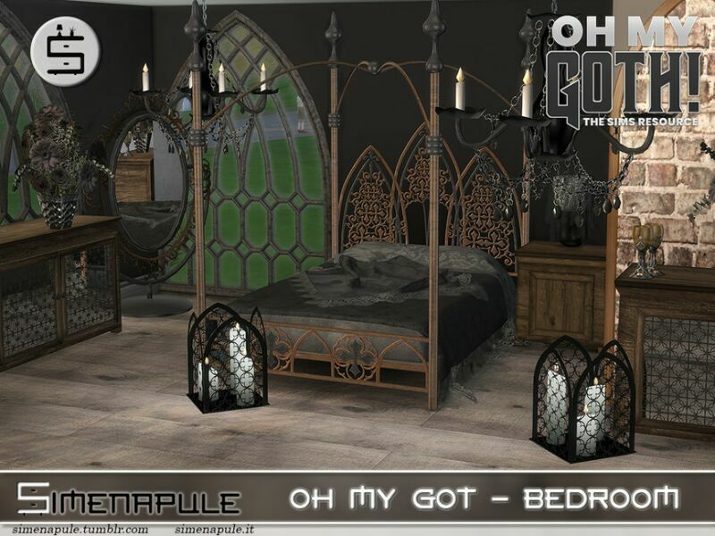 sims 4 cc oh my goth bedroom by simenapule 4