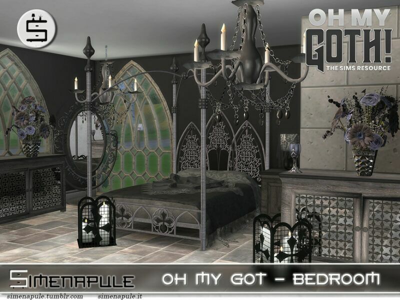 sims 4 cc oh my goth bedroom by simenapule 5