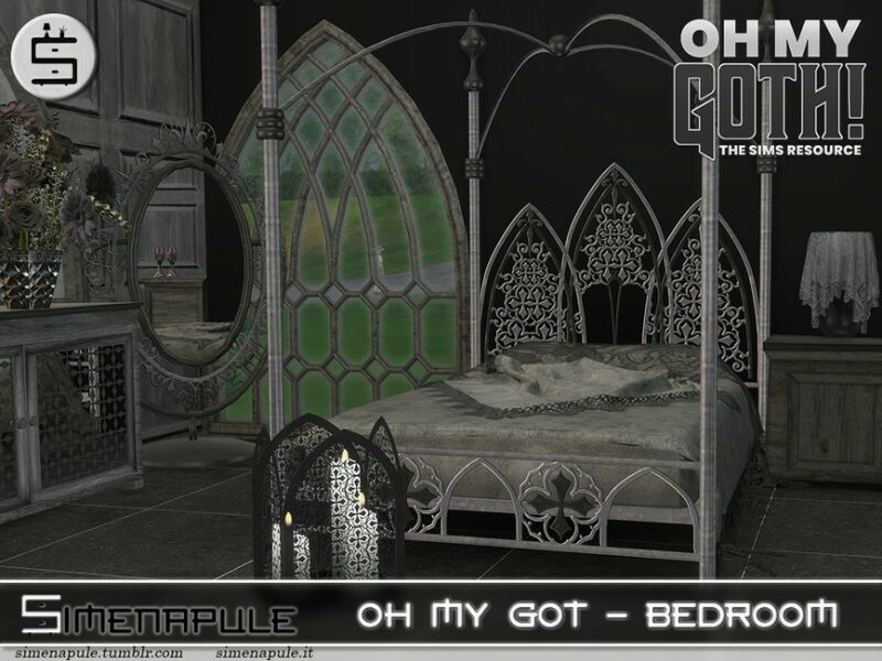 sims 4 cc oh my goth bedroom by simenapule 6