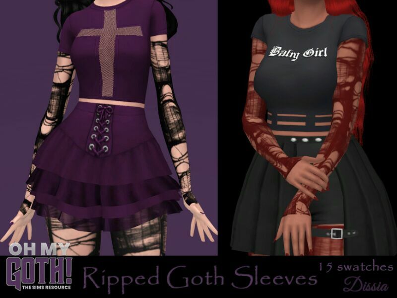 OH MY Goth – Ripped Goth Sleeves (Accessory) By Dissia Sims 4 CC