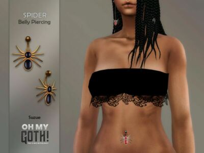 OH MY Goth! Spider Belly Piercings SET By Suzue Sims 4 CC