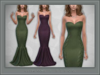 Olive Gown. By Pipco Sims 4 CC