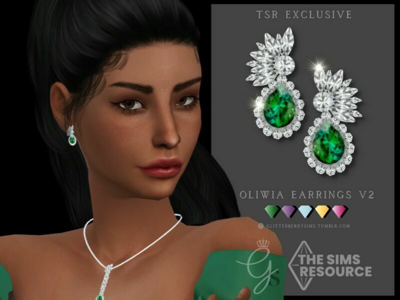 Oliwia Earrings V2 By Glitterberryfly Sims 4 CC