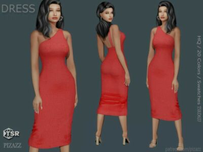 ONE Shoulder Midi By Pizazz Sims 4 CC