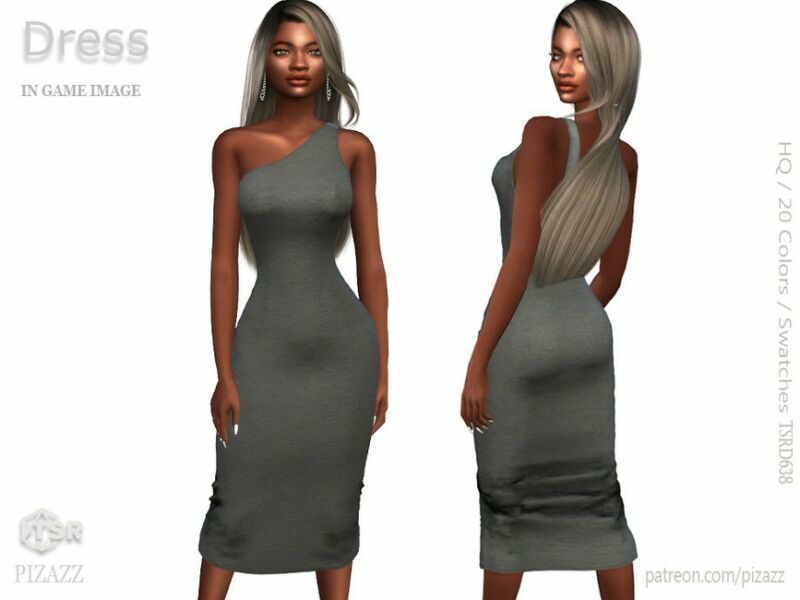 sims 4 cc one shoulder midi by pizazz 2