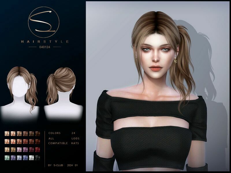 One-Sided Ponytail Hairstyle 04012024 Sims 4 CC