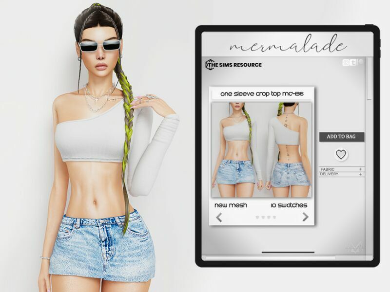 ONE Sleeve Crop TOP MC436 By Mermaladesimtr Sims 4 CC