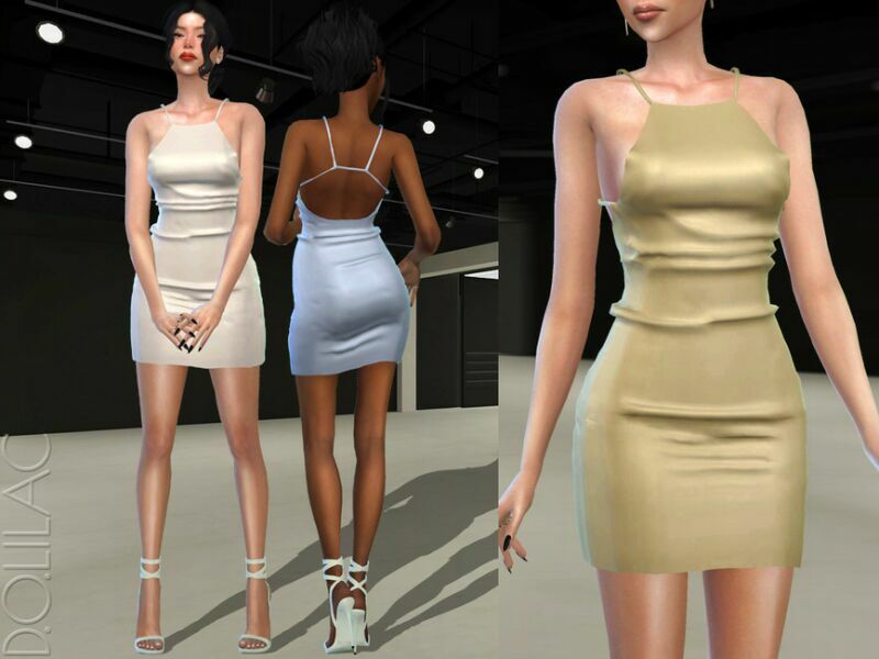 Open-Back Silk Dress DO386 Sims 4 CC