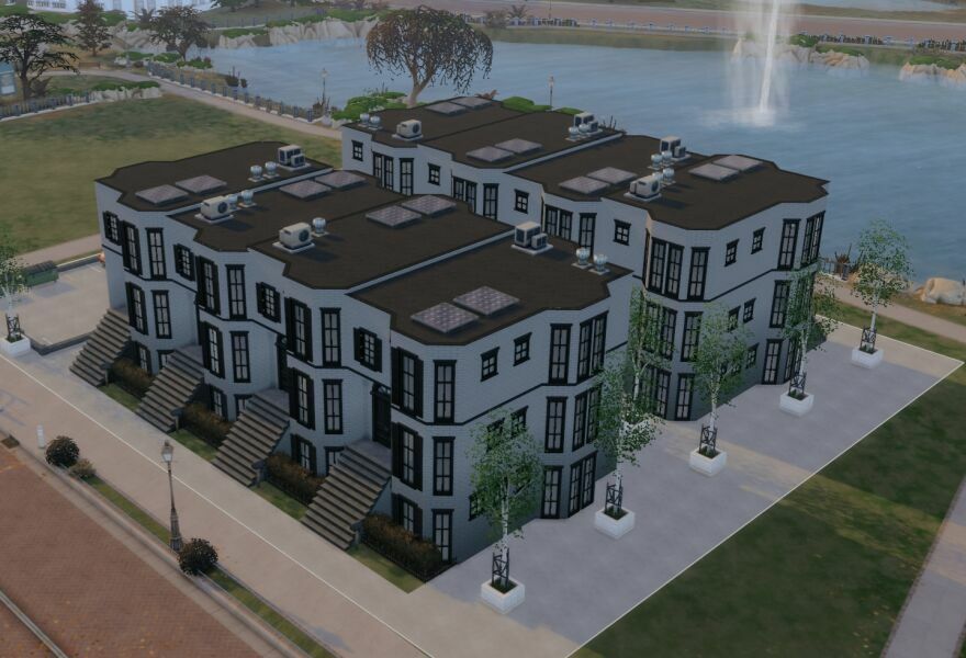 sims 4 cc oracle bay townhouses shell 6