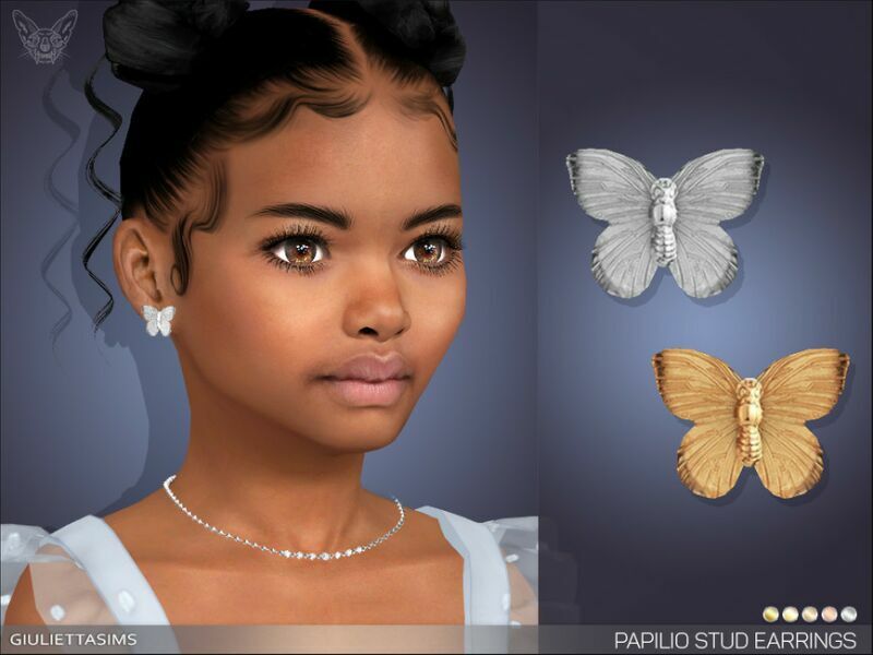 Papilio Stud Earrings For Kids By Feyona Sims 4 CC