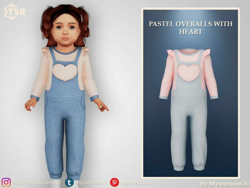 Pastel Overalls Wiith Heart Sims 4 CC