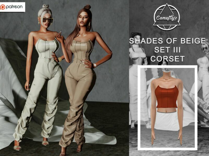 [Patreon] Shades Of Beige – SET III (Corset) By Camuflaje Sims 4 CC