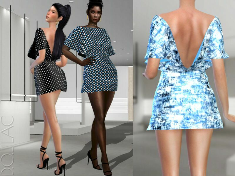 Patterned Mini Dress DO355 Sims 4 CC