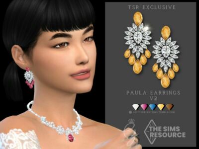 Paula Earrings V2 By Glitterberryfly Sims 4 CC