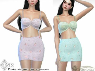 Petite Floral Mini Skirt By Harmonia Sims 4 CC