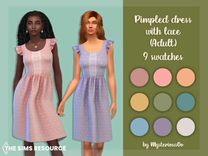 Pimpled Dress With Lace Adult By Mysteriousoo Sims 4 CC